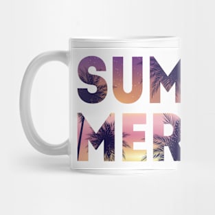 Summer Night Beach - Tropical Natural Background with Palm Mug